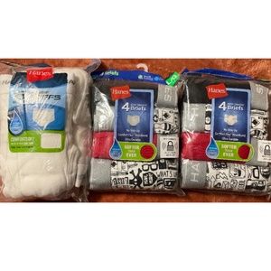 New boys L 14-16 briefs 14 pair , 6 white, 2 packs 4 each alike